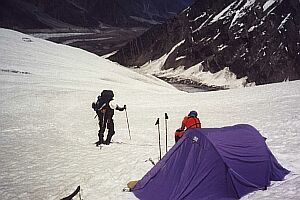 Unser Zelt auf dem unteren Plateau