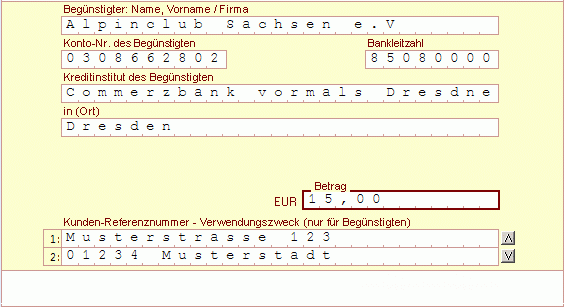 Ueberweisungsformular